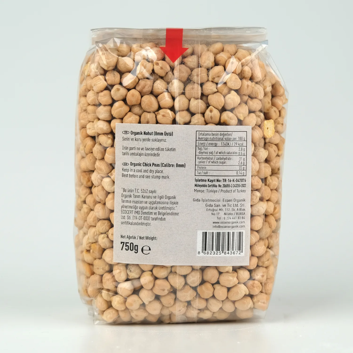 Organik Kuru Nohut 750 Gr