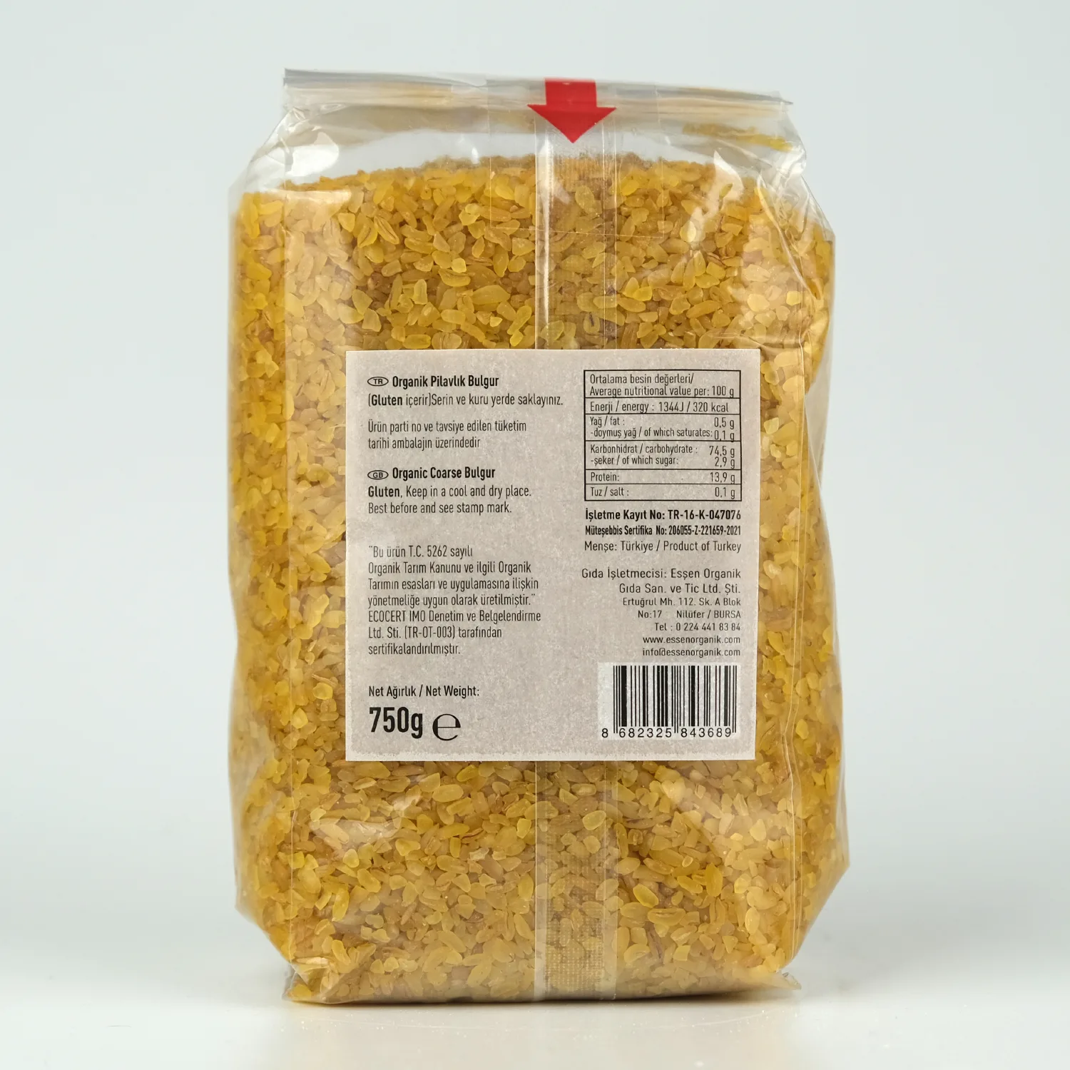 Organik Pilavlık Bulgur 750 Gr