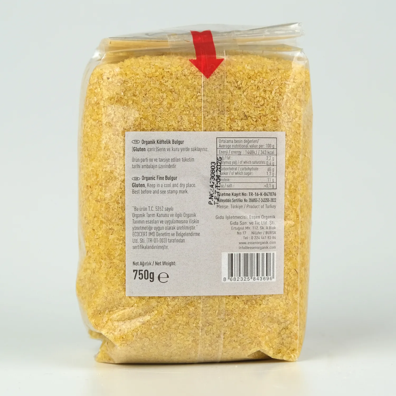 Organik Köftelik Bulgur 750 Gr