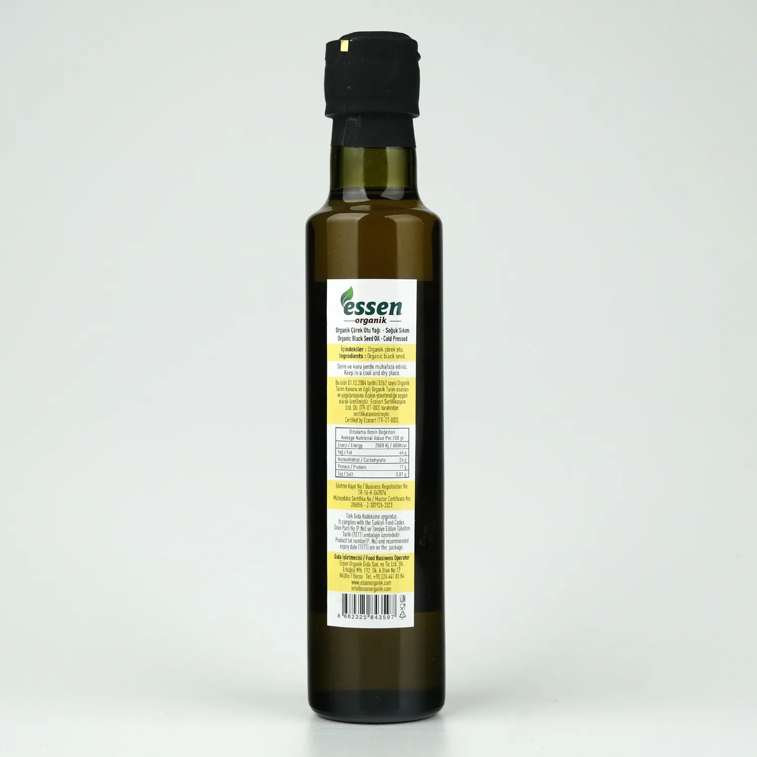 Organik Çörek Otu Yağı 250 ml (Soğuk Sıkım)