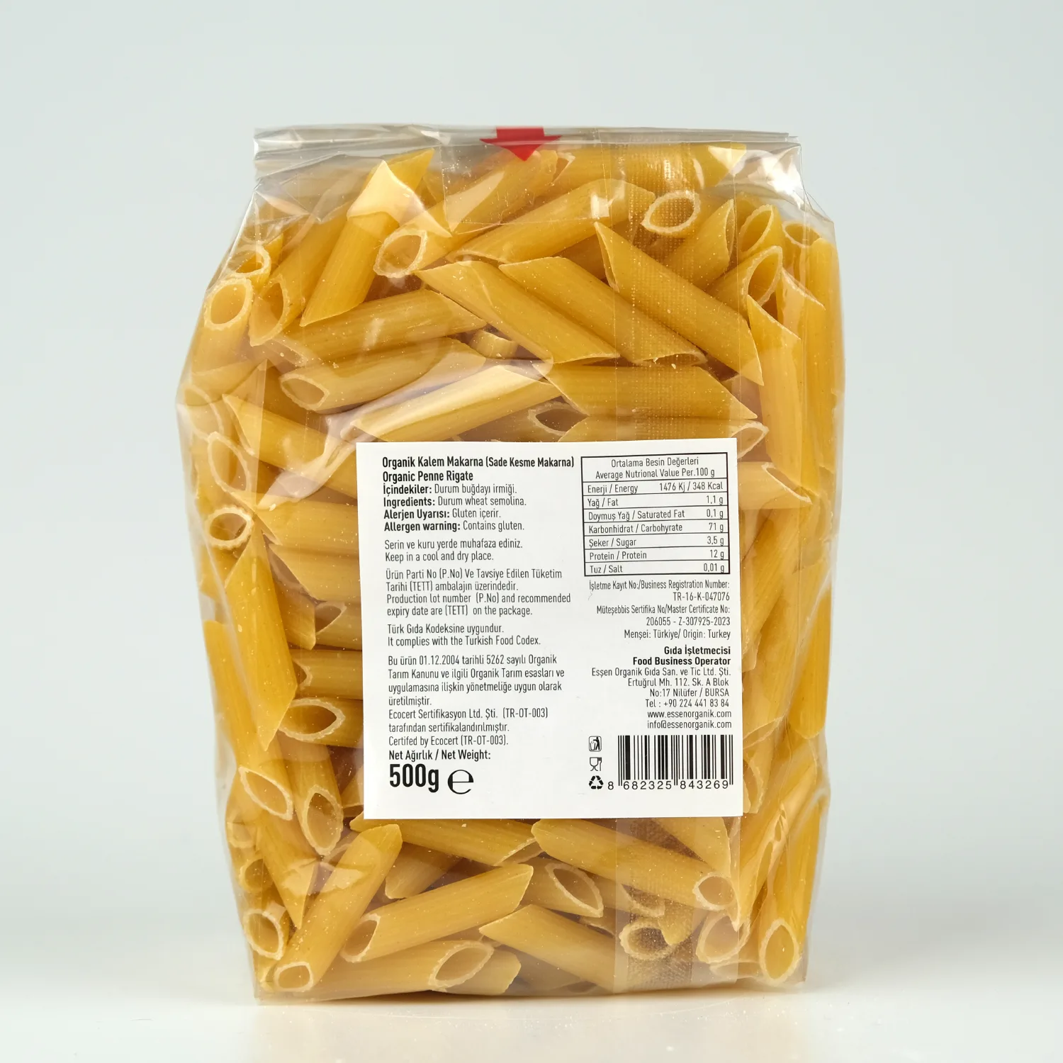 Organik Kalem Makarna 500 Gr