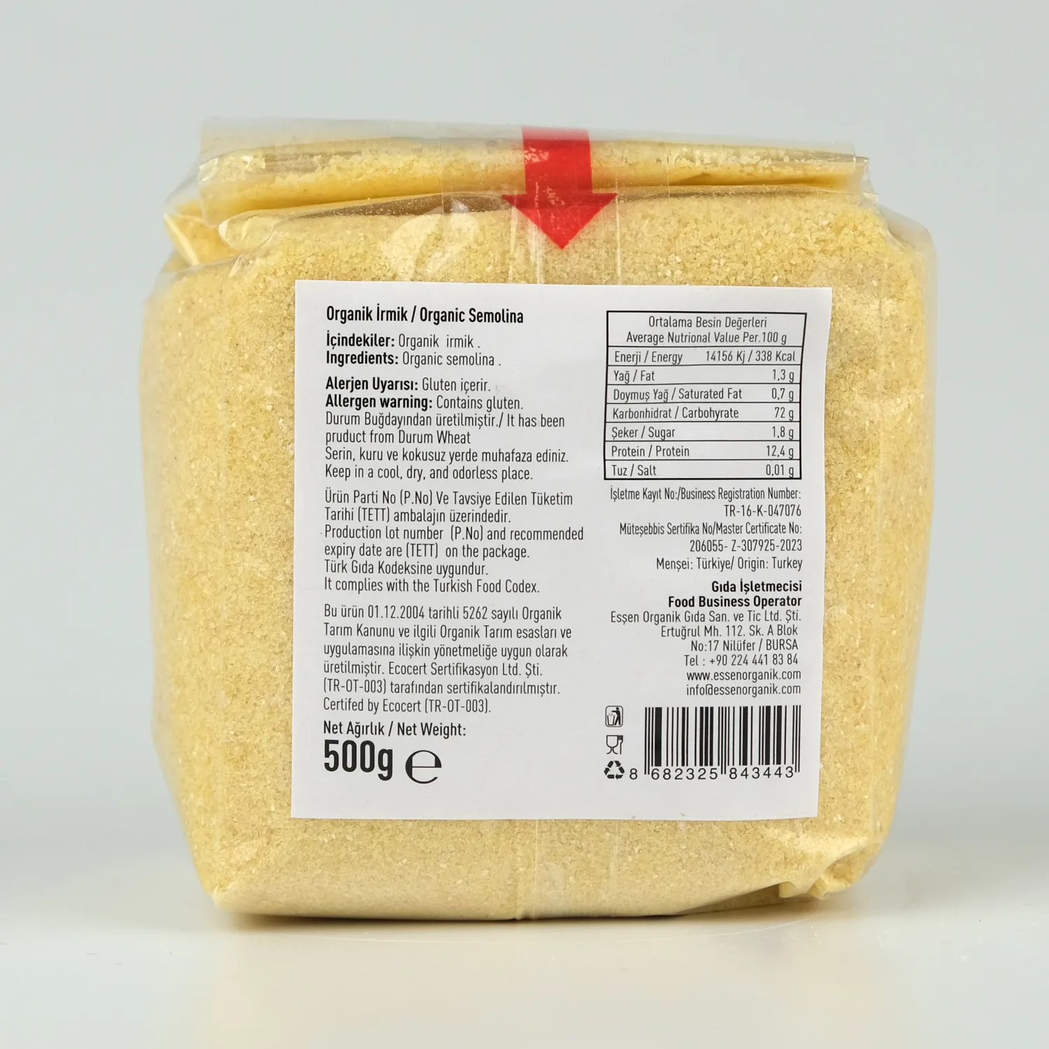 Organik İrmik 500 Gr