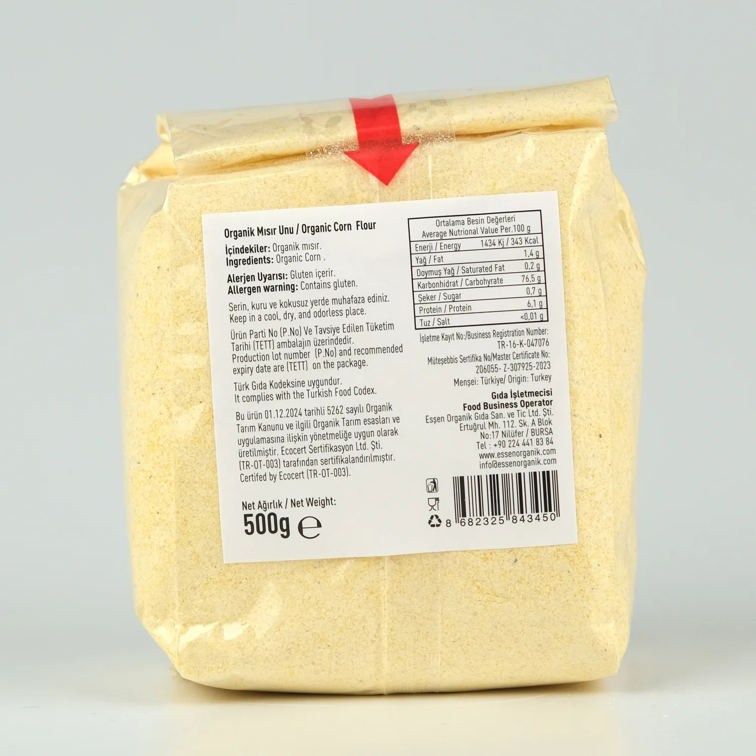 Organik Mısır Unu 500 Gr