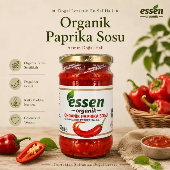Organik Paprika Sosu (Acı Biber Sosu) 320gr